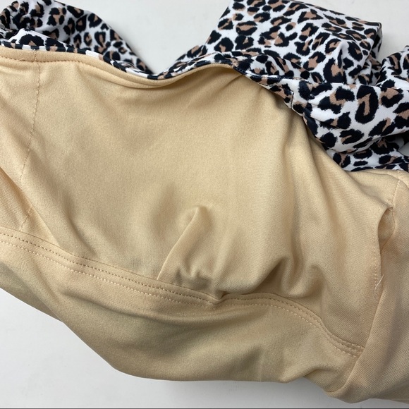 Albion Fit Savannah Black Leopard Ruched Off Shoulder One Piece Swimsuit Size XL - Picture 4 of 5